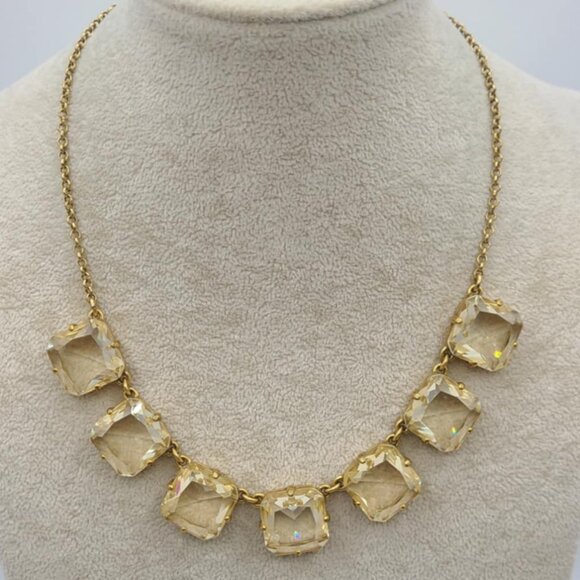 J Crew Clear Crystal Gold Tone Necklace - Picture 1 of 9